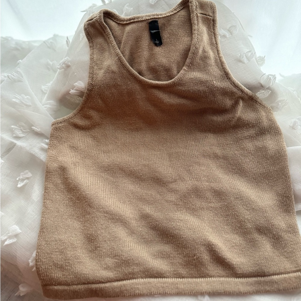 Neutral tan sweater tank from Ayla, size L